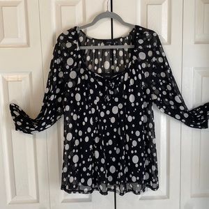 APT 9 sheer polka dot blouse black size Large